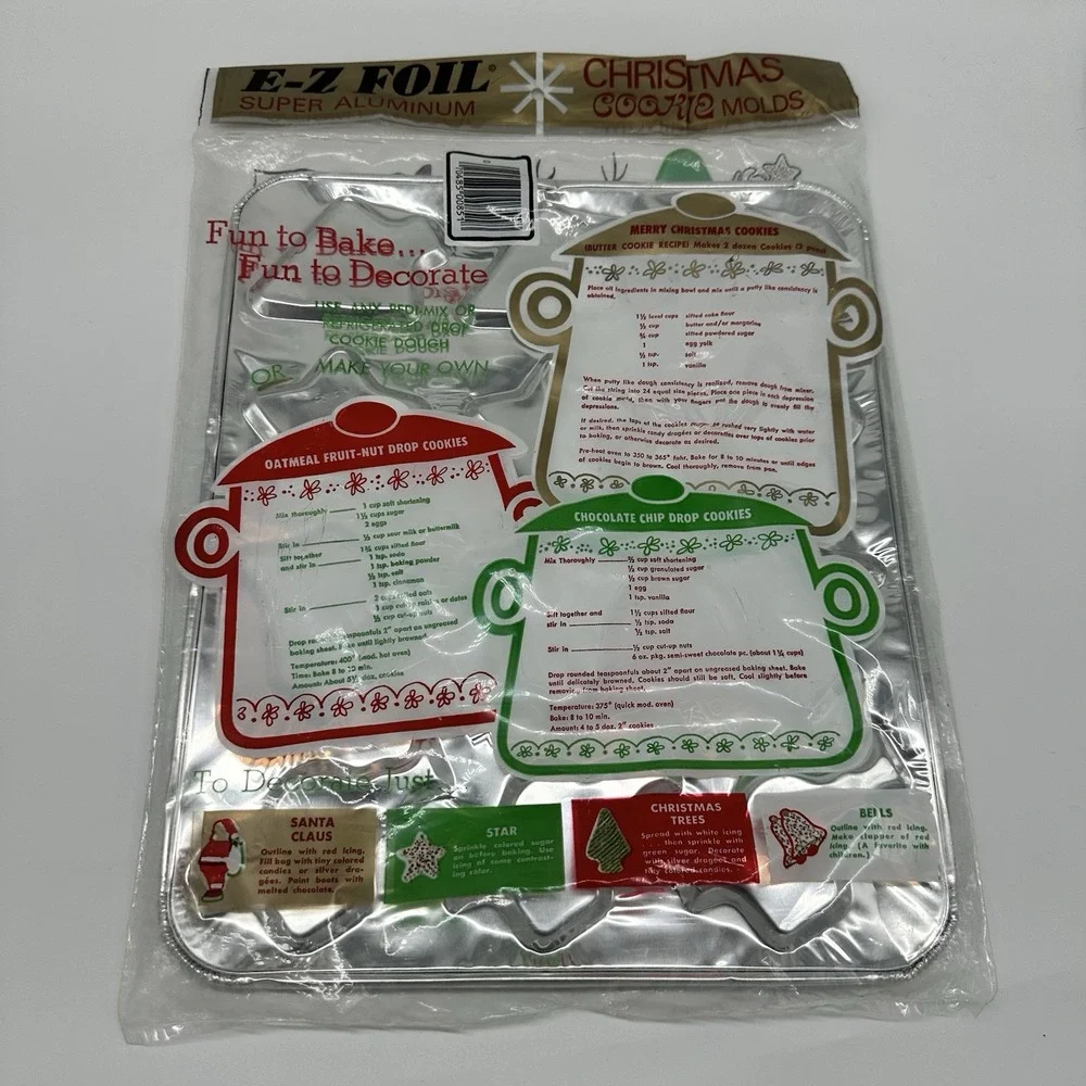 Vintage E-Z Foil  Super Aluminum Christmas Cookie Molds Pack of 2 NO.851 SANTA